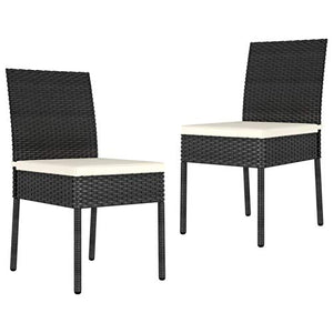 Tidyard Set di 2 Sedie da Pranzo per Giardino in Polyrattan e Sruttura in Acciaio,Poltrona da Esterno in Rattan con Cuscini,Sedie da Balcone, Nero