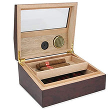 FxsD Cigar Box, Legno di Cedro-Allineato Cigar Humidor, Vetro Trasparente Tetto apribile, Piano Vernice Texture, Grande capacità a Doppio Strato di conservazione dei sigari Vetrinetta con igrometro e