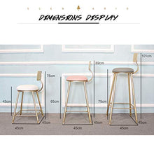 GYPPG Sgabello Bar Alto per Pub Bar 45/65/75 cm, Bar Moderno e Contemporaneo Pranzo Sgabello Bar con Seduta e Schienale in Ecopelle, Finitura Metallo Dorato/Ferro