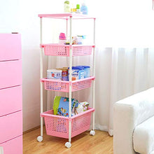 YIN YIN Carrello per Ripiani Scaffale, scaffale di plastica, Mobile da Cucina di Grande capacità Mobile da Ufficio Scaffale 2 Colori 48.5X33.5X112.5CM Carrello a rulli (Color : Pink)