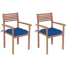 vidaXL Sedie da Giardino 2 pz con Cuscini Blu in Massello di Teak