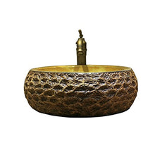 Lavabo in ceramica Lavabo Arte Lavabo Sopra Lavabo da appoggio Lavabo Lavabo in pietra Lavabo antico europeo rotondo (49x16cm) Lavandini bagno