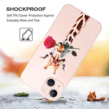 CrazyLemon Custodia per iPhone 12, Custodia protettiva per cartoni animati in TPU sottile e morbido in silicone trasparente con cappuccio antipolvere per iPhone 12 - Giraffa Mangiare Rosa