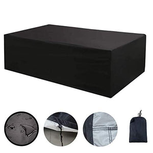 Q&Z Coperture per Set Arredo Giardino Impermeabile Oxford Protezioni del Patio per Tavolo Copertura per Mobili Anti Vento Sole Pioggia Telo Copritavolo Esterno Nero Rettangolare