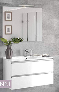 Mobile da bagno con lavabo - Componibile bagno 2 cassetti con maniglia a gola, lavabo e specchio con luce a Led cm. 80 x 46 x 51h. (STMB)