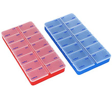 COM-FOUR® 2x porta pastiglie settimanale in ITALIANO - porta compresse per 7 giorni - 2 scomparti ciascuno - dispenser pillole [ITALIANO] (blu / rosso)