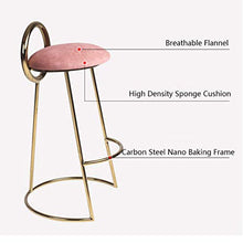 YS Sedia Sgabello da Bar Sedile Bar, Moda Nordica con Schienale | Ristorante Cucina Cucina con Cornice in Ferro Alto,Rosa,75 cm (29,5 Pollici)