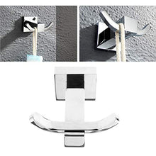YINETTECH - Portasciugamani Doppio Gancio per Accappatoio con Accessori di Montaggio, Quadrato, Solido in Acciaio Inossidabile 304, Moderno, Cromato, Asciugamano di Rivestimento da Parete per Bagno