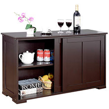 DREAMADE Armadietto da Cucina Mobile Multiuso per Sala da Pranzo con Ante Scorrevoli, in MDF Resistente (Marrone)