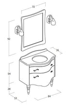 Mobile da bagno con cassetti e specchio rettangolare - Misura: L.86 P.54 cm - Finitura: Finitura Decap� bianco oro - Top: Top in marmo travertino - 100% made in Italy