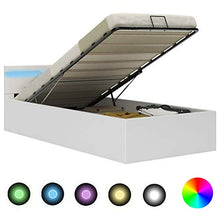 Tidyard Struttura Letto Singolo/Matrimoniale Moderno a Doghe con LED Rivestimento in Similpelle,Letto a Doghe,100x200cm,Bianco