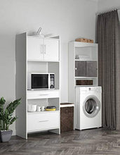 Symbiosis Click, Mobile per Lavatrice, Bianco (Bianco/Effetto cemento), 177 x 64.3 x 19.2 cm