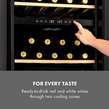 KLARSTEIN Barossa - Cantinetta Vino Doppia Temperatura, Cantina Vino, 2 Zone, Temperatura: 5-18 °C , Porta in Vetro, Display LCD, Illuminazione Interna a LED, Touch, Nero, 34 Bottiglie