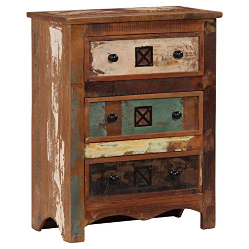 SKM Cassettiera 60x30x75 cm in Legno Massello di Recupero