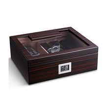 Adesign Desktop Cigar Humidor, Cedar & Leather Cigar Box di stoccaggio Bene Seal Design, Vetro igrometro e umidificatore Rettangolo, Tiene 25-50 Sigari