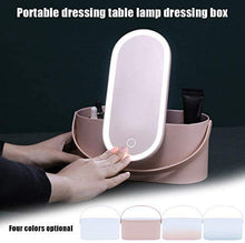 Scatola per Il Trucco Portatile Specchio per Il Trucco LED Luce di riempimento Rete di immagazzinaggio Piatta Red Travel Desktop Specchio per Il Trucco