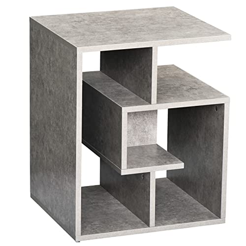 homcom Tavolino da Salotto Soggiorno Moderno in Legno Effetto Cemento con 3 Ripiani 45x40x55cm Grigio
