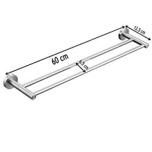 Leekayer Portasciugamani in acciaio inox, doppio braccio porta asciugamani in nichel spazzolato fissaggio a parete 60 cm