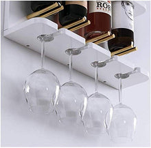 Porta Vino A Parete Scaffale Legno Porta Vino Porta Bottiglie E Vetro - Portabottiglie Da Parete Che Può Contenere 4 Bottiglie Di Vino Rosso E 4 Bicchieri