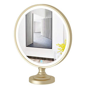 ZHAORU Specchi Cosmetici da Tavolo Specchio da Trucco Rotondo Specchio da Trucco con Luce a LED, luminosità Regolabile, per toeletta da Bagno