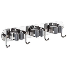 ZXCASDF Acciaio Inox 304 Robusto Bagno A Parete Antiscivolo Cremagliera Scopa Senza Punzonatura Doppio Scopo Mensola Rack Mop Stoccaggio Balcone Gancio Nero,Grigio