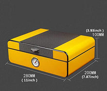 NANXCYR Fibra di Carbonio Caso Cigar Cigar Humidor Cedar Wood High Gloss Cigar Box Cedro Spagnolo Cigarette Box di stoccaggio Humidor Caso Viaggio di Lavoro per Il Sigaro Lovers, Giallo
