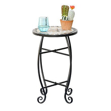 Outsunny Tavolino da Giardino, Tavolo da Esterno in Metallo Nero e Ceramica, Nero e Arancione Ф36 x 58cm