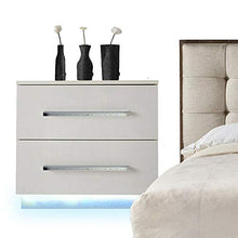 Comò con 2 cassetti e illuminazione a LED, stile moderno, look classico, per camera da letto, soggiorno, salotto