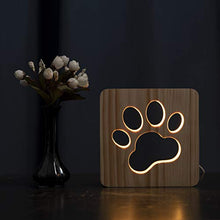 Hyindoor Lampada da notte a LED in legno cane lampada con ricarica USB, decorazione per cameretta, Regali di Natale / Compleanno