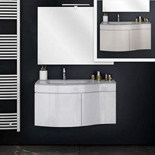 Bagno Italia Mobile Arredo Bagno Asia 80 cm mobile sospeso con lavabo cristallo bianco o tortora e specchio Mobili I