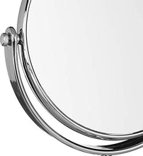 Specchio da trucco a specchio con due lati rotondo, girevole a 360°, argento