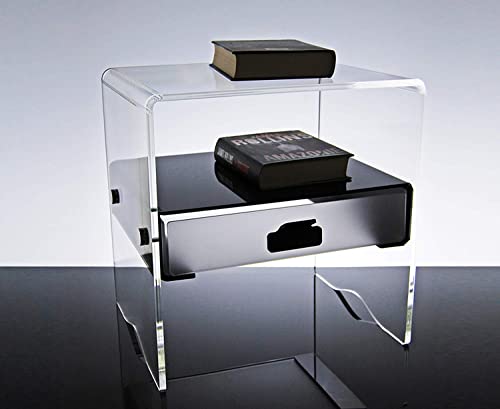 Slato Morfeo ⎪ Comodino Camera da Letto, Comodino con cassetto, Design Moderno in plexiglass Made in Italy