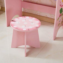 DD&QG Arte del Legno Bambini Principessa Vanity Toeletta da Trucco con Specchio E Sgabello,Bambini Specchiera Tavolo Cosmetici con Cassetti,per Le Bambine Miglior Regalo-Rosa 58x33x94cm(23x13x37inch)