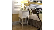 Zerone, comodino bianco in legno, comodino per camera da letto, comodino con due cassetti, per camera da letto, soggiorno, bagno, bianco, 40 x 30 x 68 cm