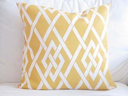 Toll2452 - Cuscini decorativi per esterni, motivo a traliccio, 45,7 cm, colore: Giallo