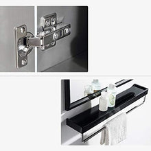 Specchio da Parete splendidamente Nero con mensola Laterale Armadietto Laterale Specchio per Il Trucco del Bagno in Acciaio Inossidabile