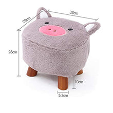 Sgabello Resistente per Soggiorno Carino decorazione della casa sgabelli in legno con tessuti peluche copertina in legno sgabelli bassi poggiapiedi sedia rotonda sgabello carino maiale forma di carton