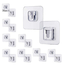 Anyingkai 30 Pair Ganci a Parete Biadesivi,Ganci da Parete Biadesivi,Gancio Adesivo Senza Cuciture,Ganci Adesivi Trasparenti Cucina,Ganci Autoadesivi Muro,Ganci da Parete Autoadesivi