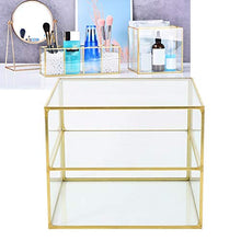 Mavis Laven Scatola portaoggetti per Cosmetici da Tavolo, Organizer per cancelleria Multifunzionale con 2 Scomparti per Display da Tavolo Strumento cosmetico per Uso Domestico (Oro)