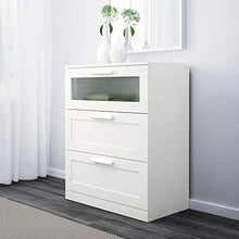 IKEA BRIMNES cassettiera 3 cassetti, 78x95 cm, bianco/vetro smerigliato