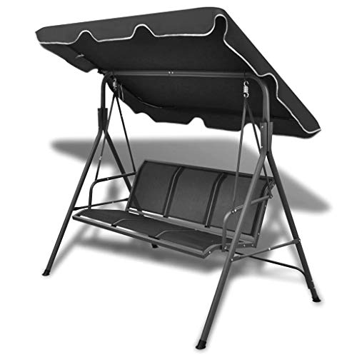 vidaXL Dondolo da Giardino con Baldacchino Nero Altalena Swing Amaca Esterni
