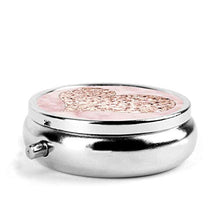 Scatola rotonda per medicina portatile, mini pillole in metallo, dispenser per pillole, borsa da tasca, regalo da viaggio, cuore oro rosa