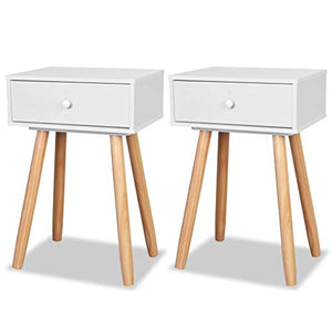 AYNEFY Comodino, 2 pezzi in legno di pino massiccio comodino per camera da letto comodino da salotto in stile moderno con 1 cassetto, 40 x 30 x 61 cm