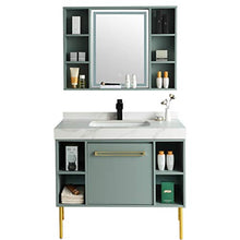 NgMik Cabinet Specchio Lavabo Mobile Bagno Moderno per Il Bagno in Legno con armadietto a Specchio lavello di Ceramica a Muro di Lusso Leggero Facile da Pulire (Color : Green, Size : 50x100x85cm)