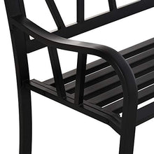 Outsunny Panchina da Giardino in Metallo Nero Impermeabile, Panca da Esterno in Ferro 2 Posti, 128x56x86cm