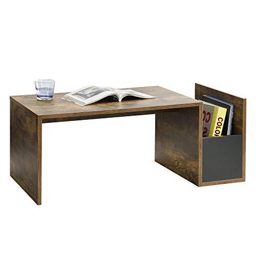 [en.casa] Tavolino da caffè/da Divano con Contenitore Laterale 90 x 45 x 35 cm Tavolo Basso da Salotto/Soggiorno in Forma Rettangolare - Effetto Rovere Scuro - Arredi Casa