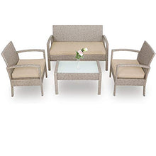 Deuba Set Mobili da Giardino Polyrattan Poltrone Panca tavolino Lounge Patio Salottino Esterno Beige