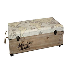 Vidal Regalos Scatola sgabello decorativo legno similpelle mappa mappamondo