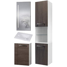 Fackelmann - Set di 4 specchietti da Bagno appesi e Illuminati, 45 cm, Colore: Marrone