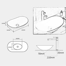 ASDUU Lavabo, Ceramica, Curva Bianco e Nero sopra Il lavandino del lavandino del Bagno (Dimensione: C)